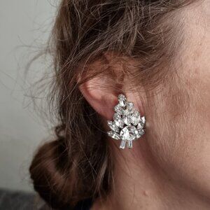 Vintage 1960s - 1970s Clear Rhinestones Earrings